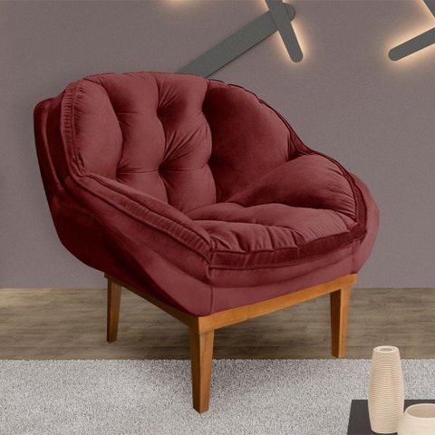 Poltrona Decorativa Marcela Veludo Marsala