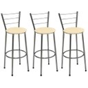 Ver imagem 1 de Kit 3 Banquetas Altas Cromada com Encosto Assento Bege