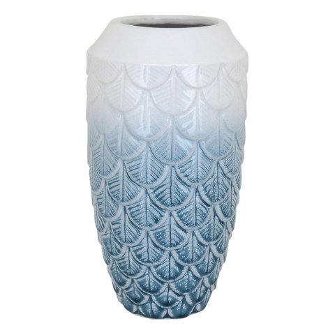 Vaso Decorativo Enfeite Casa Cerâmica 28x14x14cm Azul
