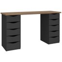 Ver imagem 3 de Escrivaninha Mesa Home Office 10 Gavetas Due Ii Nogal/preto