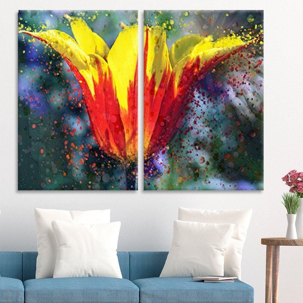 Kit 2 Telas Decorativas Tulipa Amarela E Vermelha - 2