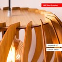 Ver imagem 3 de Luminária Pendente Grande Redondo Aletado Madeira Rustico Cor:marfim