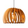 Luminária Pendente Grande Redondo Aletado Madeira Rustico Cor:marfim - 1