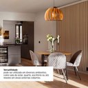 Ver imagem 4 de Luminária Pendente Grande Redondo Aletado Madeira Rustico Cor:marfim