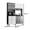 Ver imagem 4 de Cozinha Compacta 5 Portas e 3 Gavetas com Balcão Branco Acacia
