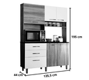 Ver imagem 4 de Cozinha Compacta 5 Portas e 3 Gavetas com Balcão Branco Acacia