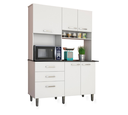 Ver imagem 3 de Cozinha Compacta 5 Portas e 3 Gavetas com Balcão Branco Acacia