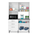 Ver imagem 2 de Cozinha Compacta 5 Portas e 3 Gavetas com Balcão Branco Acacia