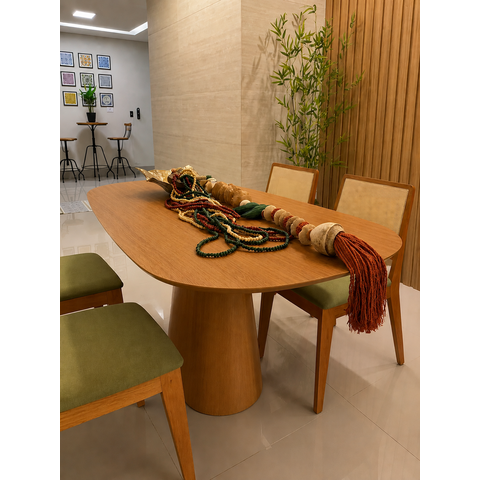 Mesa Jantar Orgânica Signature 180x100cm Cone Bolacha Freijó