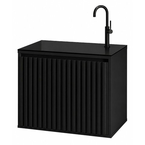 Gabinete para Banheiro Ripado 60 Preto sem Cuba