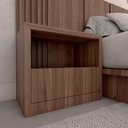 Ver imagem 1 de Mesa de Cabeceira 67cm Gaveta e Nicho Nogc 100% Mdf Casa Lar Cor:nogueira Cadiz