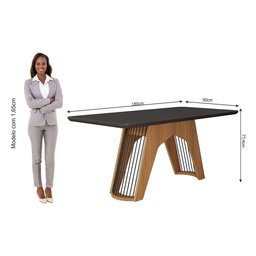 Mesa para Sala de Jantar Paloma 180 cm 6 Cadeiras Clarice Cimol Nature/Chumbo/Joli Mesa Paloma e Cad - 6