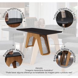 Mesa para Sala de Jantar Paloma 180 cm 6 Cadeiras Clarice Cimol Nature/Chumbo/Joli Mesa Paloma e Cad - 4