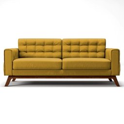 Sofá 2,30M 3 Lugares Sandero B-279 Veludo Amarelo - Domi - 3