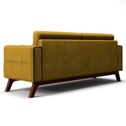Sofá 2,30M 3 Lugares Sandero B-279 Veludo Amarelo - Domi - 4