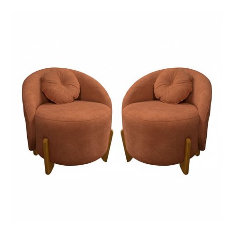 Kit 02 Poltronas Orgânicas Curvas Amsterdã Boucle Terracota - Montanari's Decor