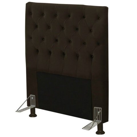 Cabeceira Cama Box Solteiro 90cm Cristal Suede Chocolate - JS Móveis