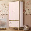 Ver imagem 1 de Guarda Roupa Roupeiro Infantil 2 Portas e 2 Gavetas Flora 5055 Rosa Qmovi