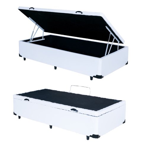 Cama(Baú Solteiro+Colchão D33) 88x188x17 Sintético Branco