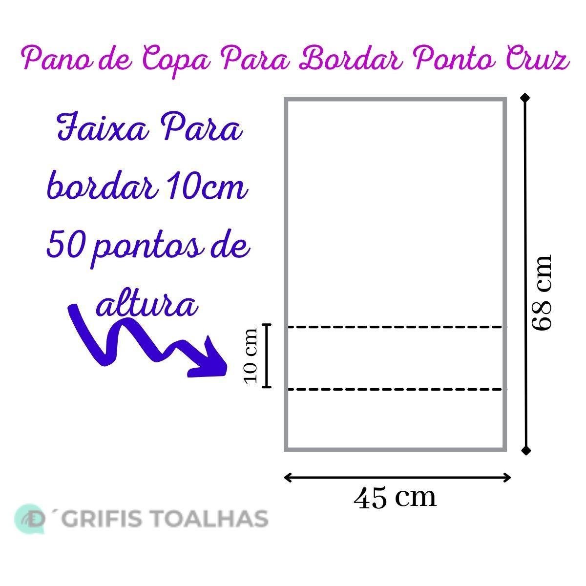 3 panos de prato bordado ponto cruz com barrado tecido. (Kit com 3 ) .