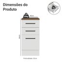 Ver imagem 2 de Balcão de Cozinha 40 cm 3 Gavetas Branco Tampo Rustic Agata Madesa