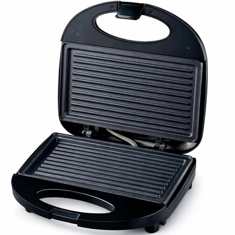 Sanduicheira Grill Elétrica Misteira Antiaderente 750w 127v Prensa Dupla Preta