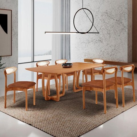 Mesa Flora 180cm com 6 Cadeiras Noronha Star