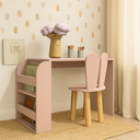 Ver imagem 1 de Mesa Infantil 80cm com Suporte para Livros e 1 Cadeira em Mdf e Madeira Natural:sal Rosa