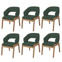 Ver imagem 1 de Kit 06 Cadeiras de Jantar e Estar Living Estofada Lince L02 Linho Verde Musgo - Lyam Decor