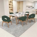 Ver imagem 2 de Kit 06 Cadeiras de Jantar e Estar Living Estofada Lince L02 Linho Verde Musgo - Lyam Decor
