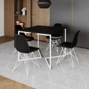 Ver imagem 1 de Mesa Industrial Quadrada Jantar Preta 90Cm Base V Com 4 Cadeiras Pretas Ferro Branco Cor: Preto