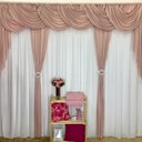 Ver imagem 1 de Cortina Mara para Varão Duplo Malha Gel Sala Quarto 4,00m x 2,60m - Rosê e Branco