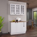 Ver imagem 2 de Cozinha Compacta Bariloche 6 Portas 2 Gavetas com Vidro e Tampo 100% MDF Branco - Indékes
