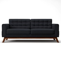 Sofá 2,60M 4 Lugares Sandero B-300 Veludo Preto - Domi - 3