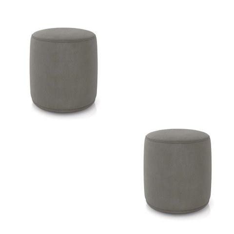 Puff Redondo Orgânico para Sala Kit 2 Malu Suede Grafite M11 - D’Rossi