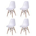 Ver imagem 4 de Jogo De Mesa 4 Cadeiras Brancas Dkr 110 Cm Base Madeira Tampo Branco