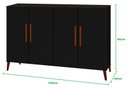 Ver imagem 5 de Buffet aparador Colombia 4 portas balcão 1.22m retrô fechado cor Preto fosco Black PASSE BEM