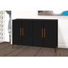 Buffet aparador Colombia 4 portas balcão 1.22m retrô fechado cor Preto fosco Black PASSE BEM - 3