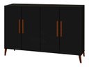 Ver imagem 1 de Buffet aparador Colombia 4 portas balcão 1.22m retrô fechado cor Preto fosco Black PASSE BEM