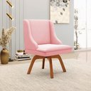 Ver imagem 2 de Kit 4 Cadeiras Decorativas Sala de Jantar Base Giratória de Madeira Firenze Suede Rosa Bebê/Natural