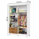 Ver imagem 5 de Guarda-roupa Solteiro Genova 4 Portas 2 Gavetas com Espelho 22113 Branco/cinamomo - Carioca Móveies