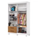 Ver imagem 4 de Guarda-roupa Solteiro Genova 4 Portas 2 Gavetas com Espelho 22113 Branco/cinamomo - Carioca Móveies
