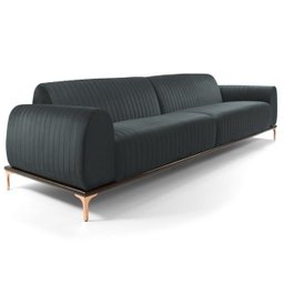 Sofá 1,50M 2 Lugares Pés Rose Gold Molino B-317 Veludo Cinza - Domi - 1