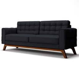 Sofá 3,00M 4 Lugares Sandero B-300 Veludo Preto - Domi - 1 Sofá 3,00M 4 Lugares Sandero B-300 Veludo Preto - Domi - 1