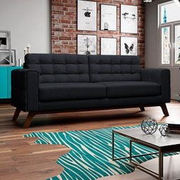 Sofá 3,00M 4 Lugares Sandero B-300 Veludo Preto - Domi - 2 Sofá 3,00M 4 Lugares Sandero B-300 Veludo Preto - Domi - 2