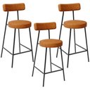 Ver imagem 1 de Kit 03 Banquetas Baixa para Cozinha Sala de Jantar Bar Bancada Milão L02 Couríssimo Canela - lyam de