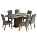 Ver imagem 2 de Conjunto Sala de Jantar Mesa Tampo de Madeira 6 Cadeiras Rustic/cinza/silver Hanna Madesa