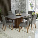 Ver imagem 1 de Conjunto Sala de Jantar Mesa Tampo de Madeira 6 Cadeiras Rustic/cinza/silver Hanna Madesa