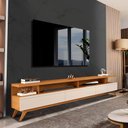 Ver imagem 1 de Rack Com Pés Em Madeira Tv Até 75 Polegadas 217cm Nature Off White Vivare Wood Giga