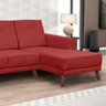 Sofá 3 Lugares com Chaise Esquerdo Pés Retrô Capricho Suede Vermelho - D'Monegatto - 3